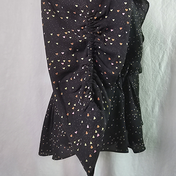 Cabi Womens Eros Blouse SZ M Wrap Multi Color Hearts Romantic Ruffles Valentines - Picture 6 of 16